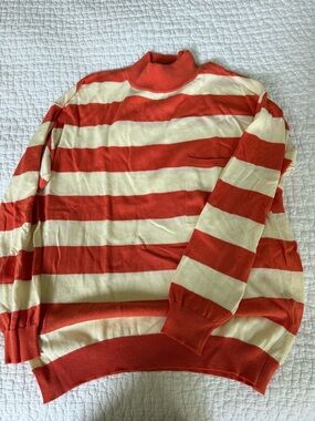 Striped Orange and Cream Cotton Sweater